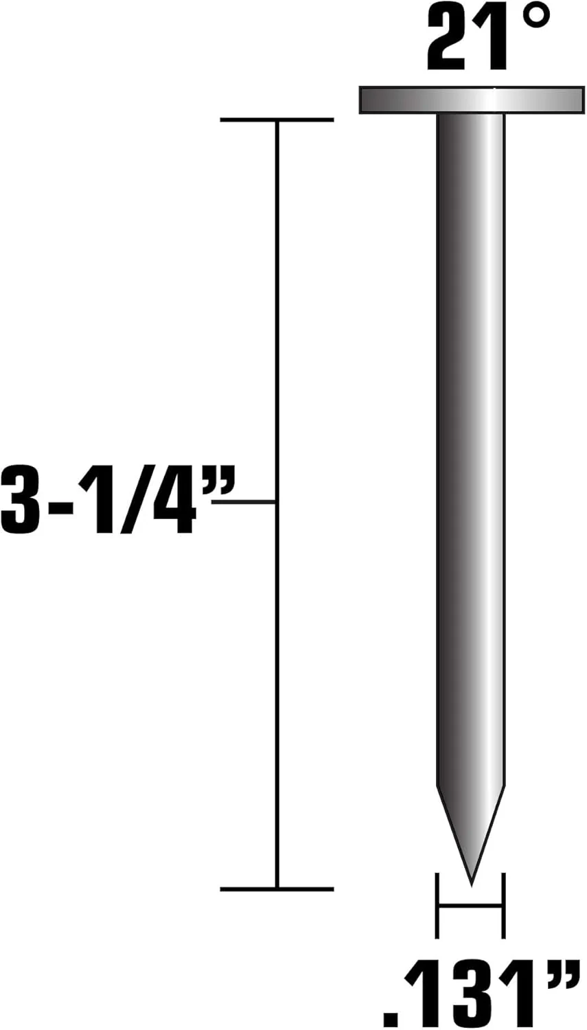 Metabo HPT (20163SHPT) Framing Nails, 3-1/4 In. x .131 Diameter, 21 Degree, Full Round Head, Smooth Shank, Hot Dipped Galvanized (Pack of 1000) - Image 2