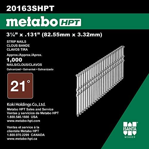 Metabo HPT (20163SHPT) Framing Nails, 3-1/4 In. x .131 Diameter, 21 Degree, Full Round Head, Smooth Shank, Hot Dipped Galvanized (Pack of 1000) - Image 3