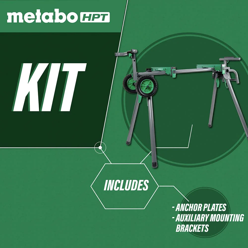 Metabo HPT Miter Saw Stand | Universal, Portable, Quick-release Mounting Brackets | Accepts up to a 12-inch Sliding Miter Saw | Supports up to 400 lbs | UU240F - Image 2