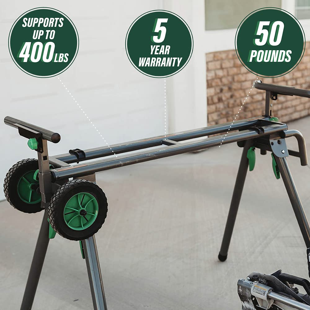 Metabo HPT Miter Saw Stand | Universal, Portable, Quick-release Mounting Brackets | Accepts up to a 12-inch Sliding Miter Saw | Supports up to 400 lbs | UU240F - Image 3