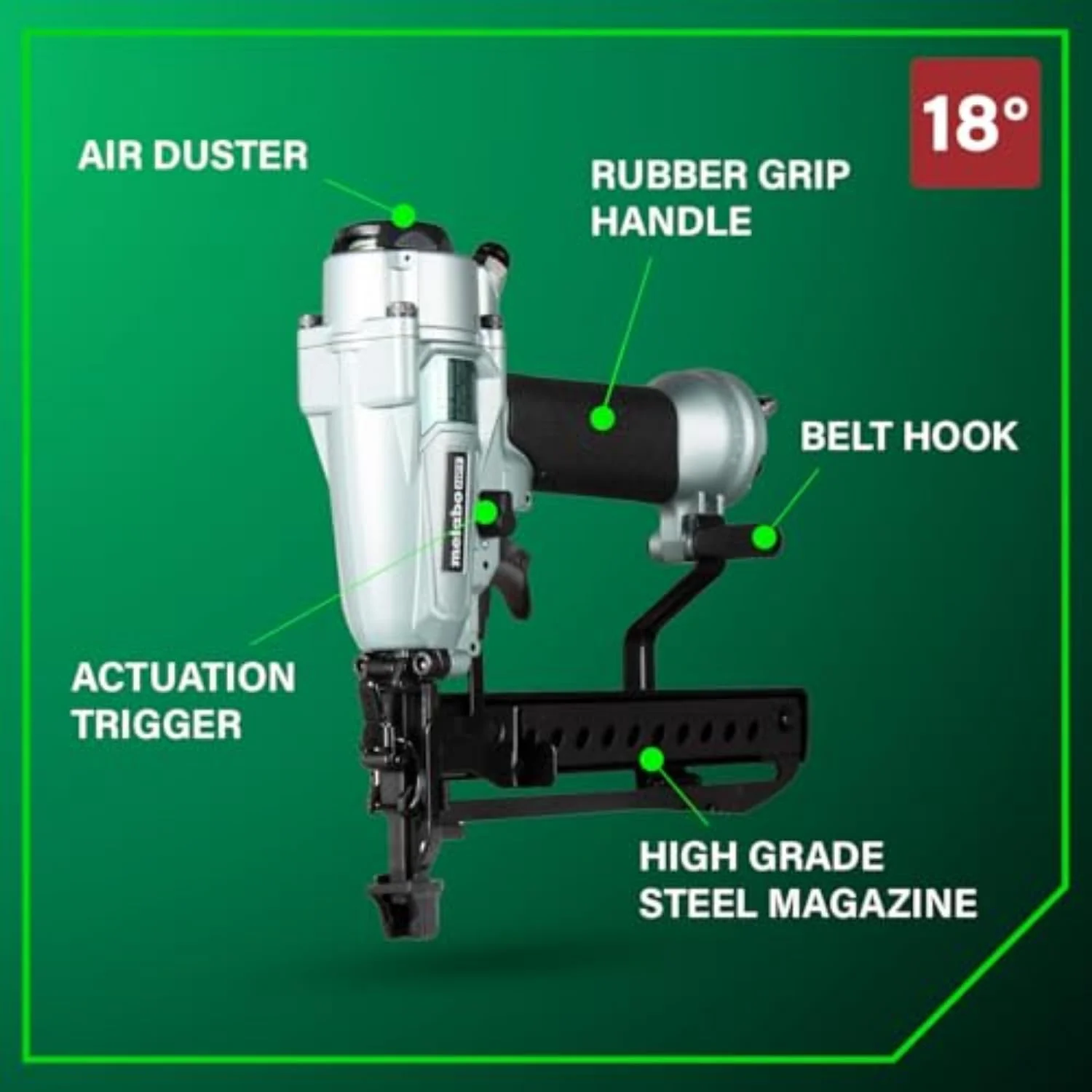 Metabo HPT PRO Finish Stapler, Pro-preferred Pneumatic Power Nailers, Finish Tool for Carpentry & Industrial Uses, All-Metal Key Component, 18 Gauge, 1/4" Crown Staples, Length 1/2" to 1-1/2", N3804A5 N3804A5 - Pro Model - Image 6