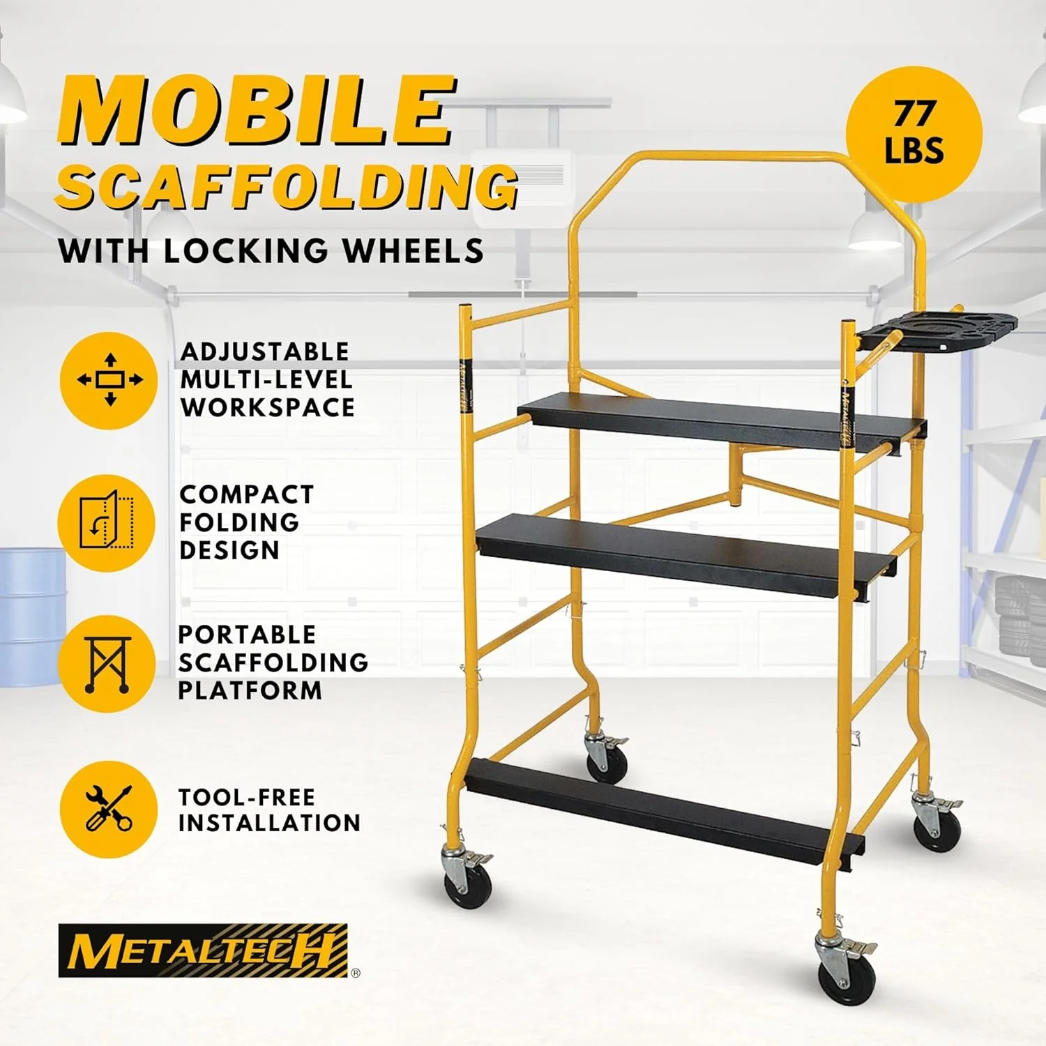 Metaltech I-IMIS Job Site Series 6-3/8' x 4' x 2-1/2' Scaffold, 900 Lb. Load Capacity - Image 7