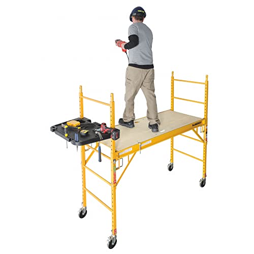 MetalTech Baker Adjustable Steel Platform Jobsite Series 6 Ft. Tall Mobile Scaffolding Ladder with Locking Caster Wheels - Image 3