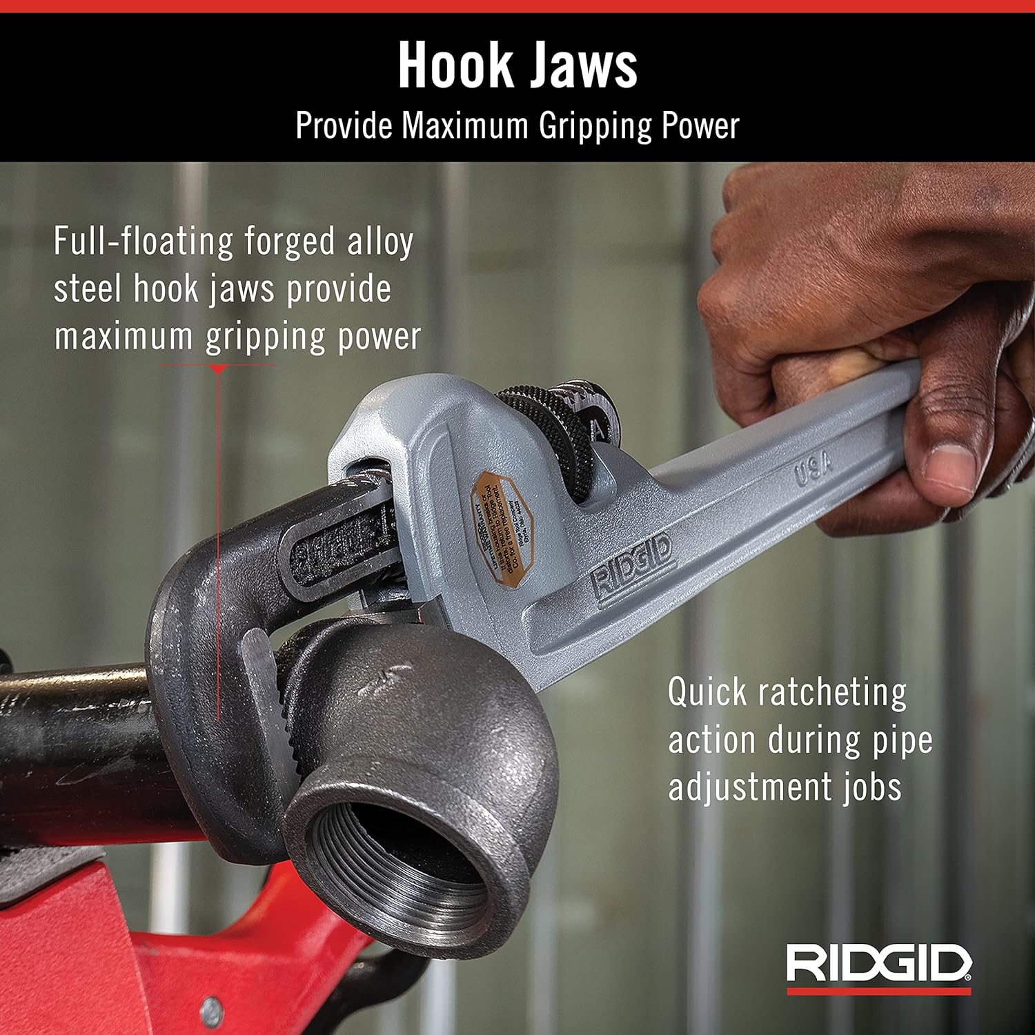 RIDGID (31110) Model 836 Aluminum Straight 36" Plumbing Pipe Wrench, Silver, Made In The USA - Image 5