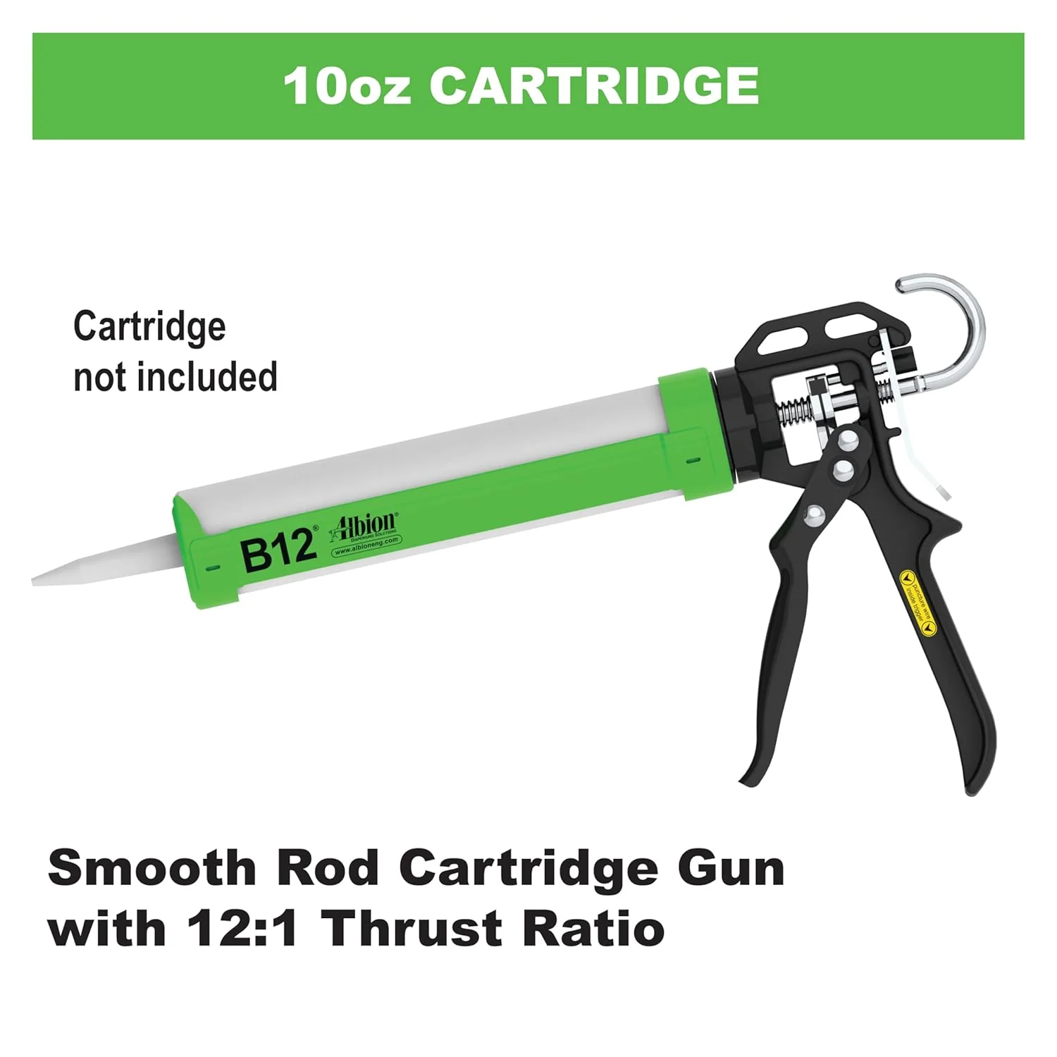 Albion Engineering Company (B12) B-Line Manual Cartridge Caulking Gun, 1/10 Gallon (10 oz), 12:1 Drive - Image 2