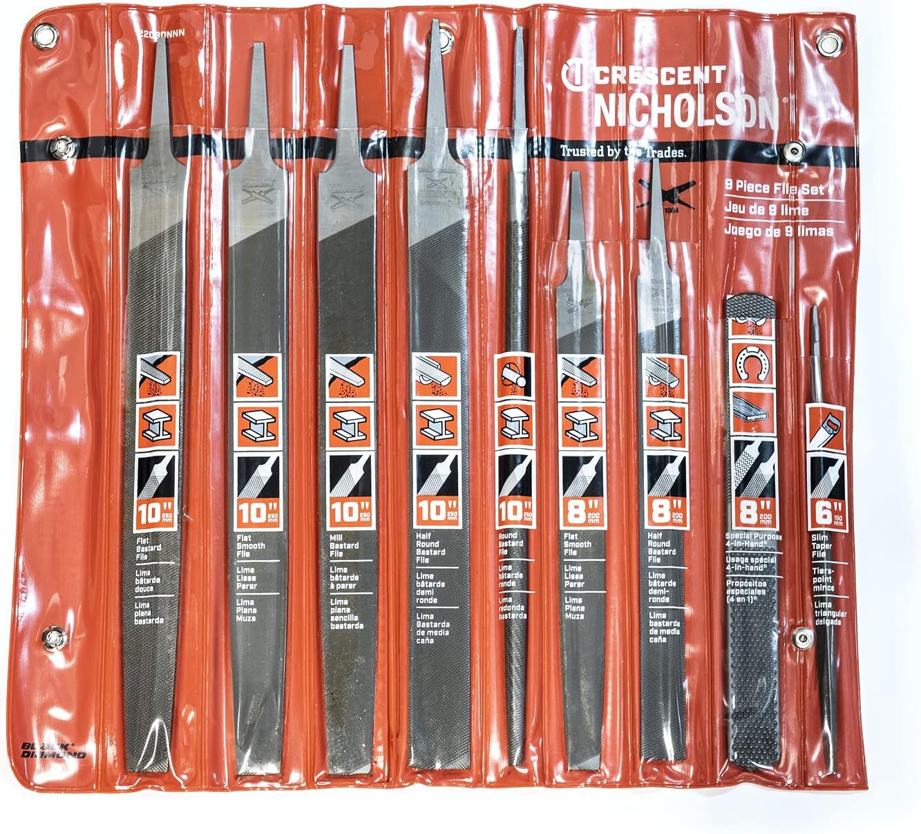 Crescent Nicholson 9 Pc. 6, 8"& 10" Maintenance File Set" - 22030NNN, Multi, One Size 9 Pc. Maintenance File Set - Image 3