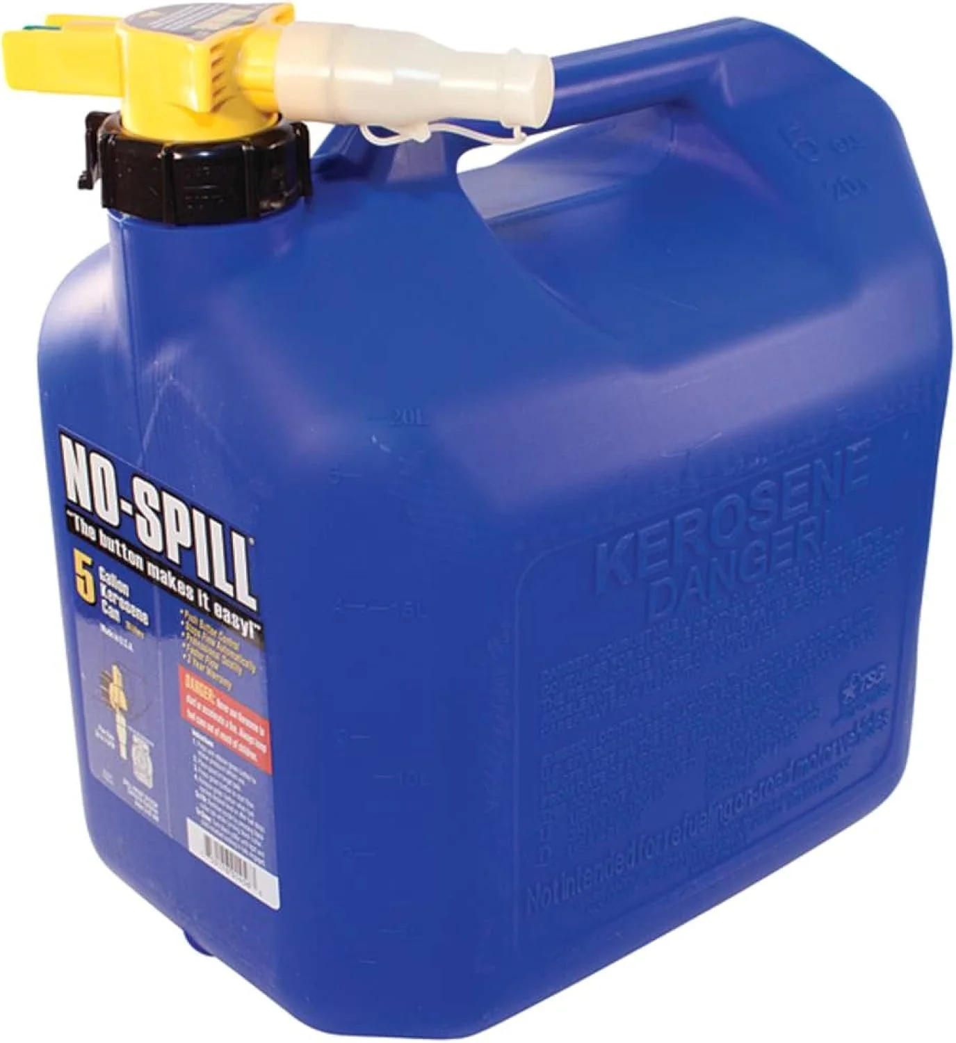 No-Spill 1456 5-Gallon Poly Kerosene Can (CARB & EPA Approved) , Blue - Image 2