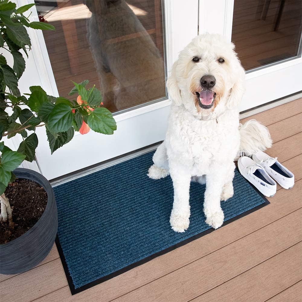 ‎Notrax | ‎109S0310BU | Notrax 109 Brush Step Carpeted Indoor/Outdoor Entrance Mat for Home or Office, 3' X 10', Absorbent Slip Resistant Heavy Duty Entry Mat, Slate Blue, 109S0310BU - Image 3