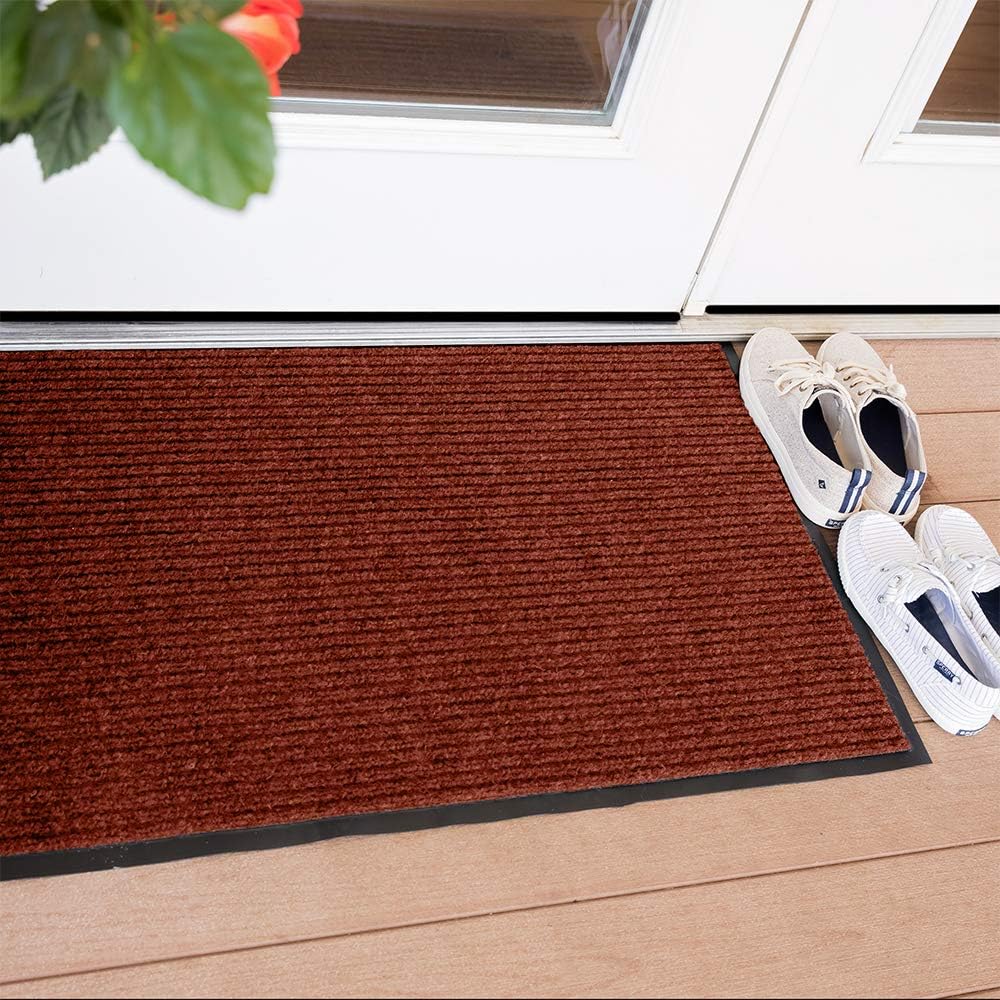 Notrax 109 Brush Step Carpeted Indoor/Outdoor Entrance Mat for Home or Office, 4' X 6', Absorbent Slip Resistant Heavy Duty Entry Mat, Red/Black, 109S0046RB 4' x 6' (Rectangular) Red / Black Solid - Image 3