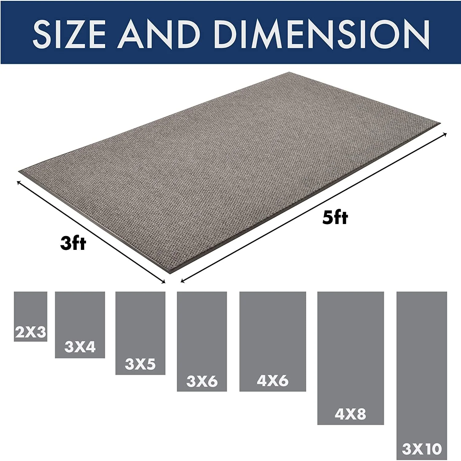 Notrax 136S0310GY 136 Polynib Entrance Mat for Home or Office, 3' X 10', Gray - Image 2