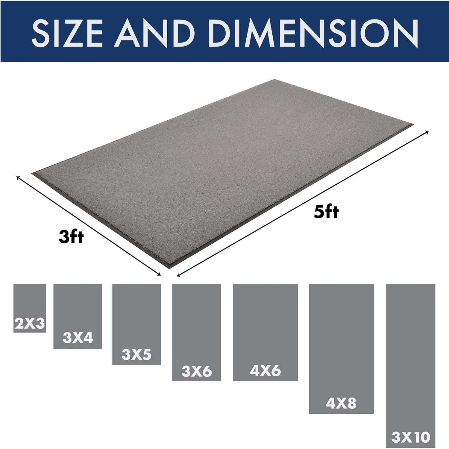 Notrax 141S0036GY Carpeted Entrance Mat, 3" x 6", Gray - Image 2