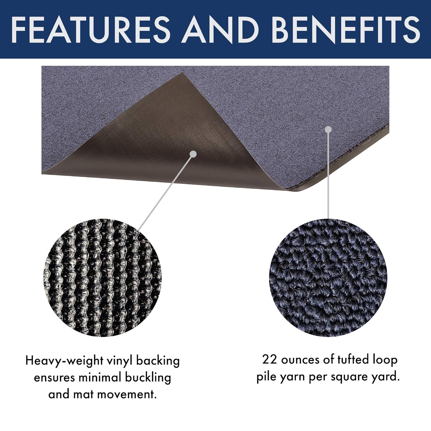 Notrax - 141S0310BU 141 Ovation Entrance Mat, for Home or Office, 3' X 10' Blue - Image 4