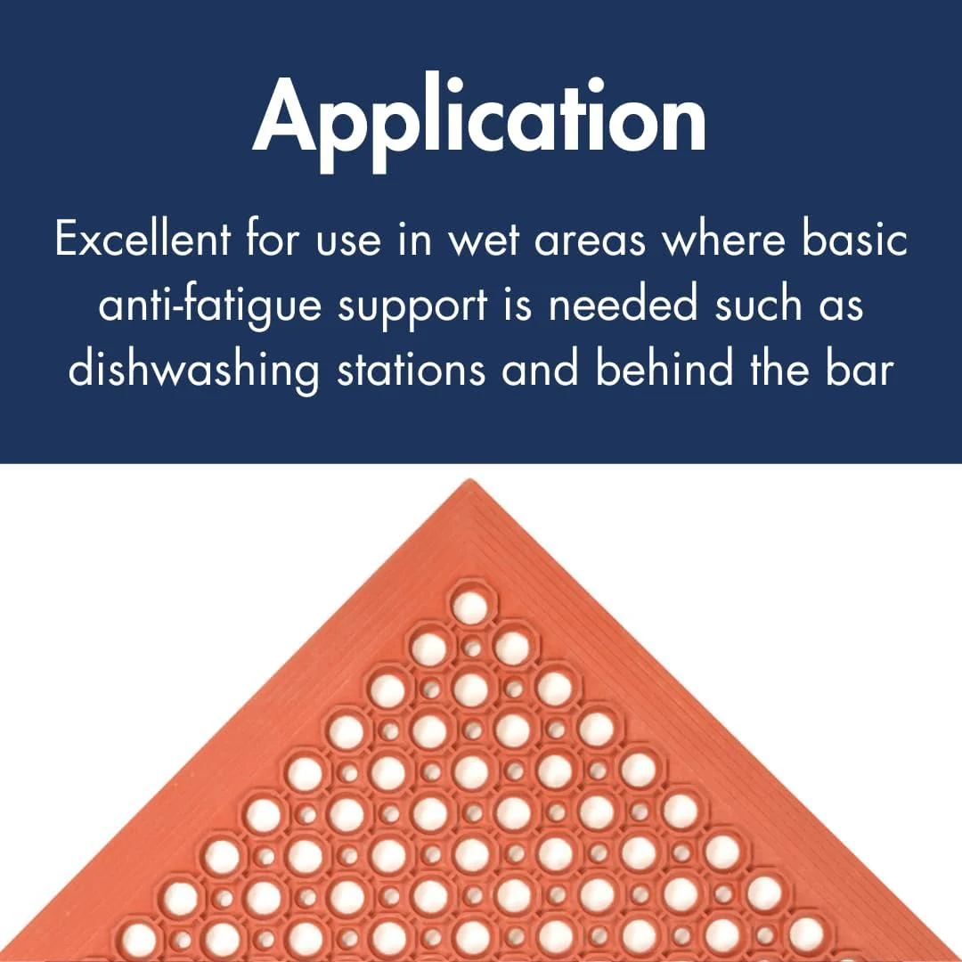 NoTrax 3' x 3' Anti-Fatigue Lightweight Restaurant Rubber Floor Mat with Drainage Holes, Beveled Edges, Non-Slip Mats, Black, T30 Competitor, T30S0033BL - Image 7