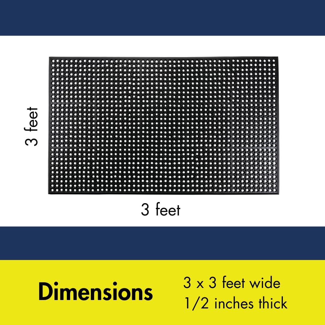 NoTrax 3' x 3' Anti-Fatigue Lightweight Restaurant Rubber Floor Mat with Drainage Holes, Beveled Edges, Non-Slip Mats, Red, T30 Competitor, T30S0033RD 3' x 3' Red Solid - Image 6
