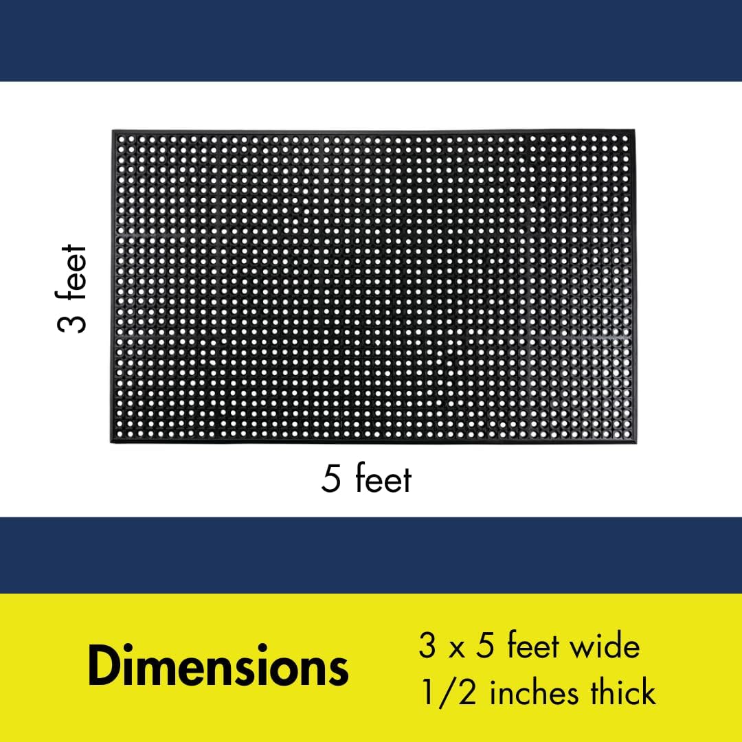 NoTrax 3' x 5' Anti-Fatigue Lightweight Restaurant Rubber Floor Mat with Drainage Holes, Beveled Edges, Non-Slip Mats, Red, T30 Competitor, T30S0035RD - Image 6