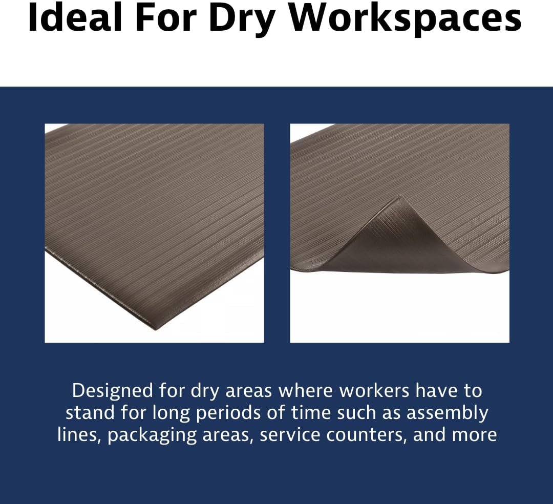 Notrax 410 Airug� 2' x 3' x 3/8" Anti Fatigue Mat, Enhanced Slip Resistance with Beveled Edges and Ribbed Surface, Ideal for Industrial and Commercial Workplaces, Grey, 410S0323BL - Image 6