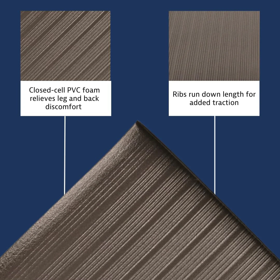 Notrax 410 Airug 2' x 3' x 5/8" Anti Fatigue Mat, Enhanced Slip Resistance with Beveled Edges and Ribbed Surface, Ideal for Industrial and Commercial Workplaces, Black, 410S0523BL - Image 4