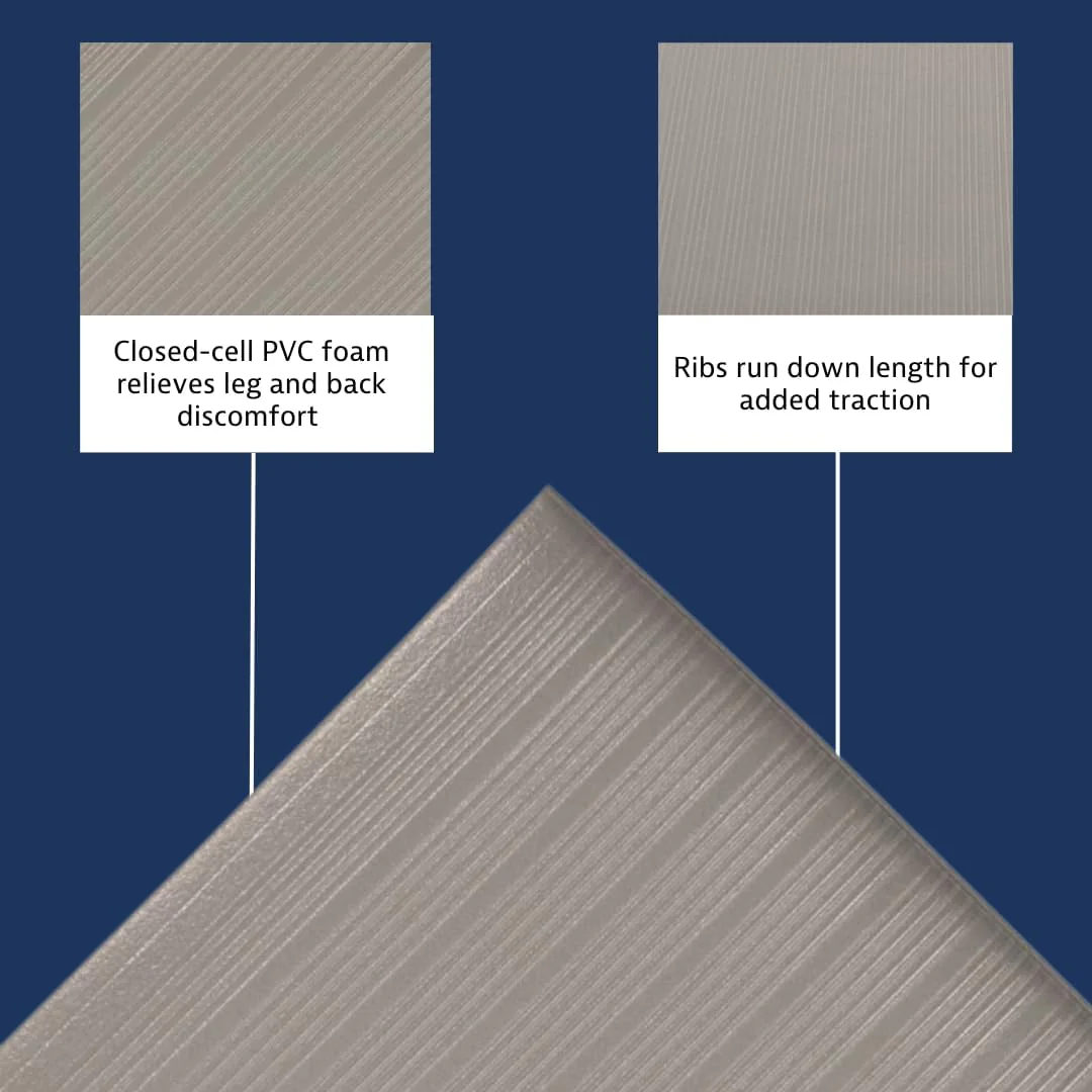 Notrax 410 Airug� 2' x 3' x 5/8" Anti Fatigue Mat, Enhanced Slip Resistance with Beveled Edges and Ribbed Surface, Ideal for Industrial and Commercial Workplaces, Gray, 410S0523GY - Image 4