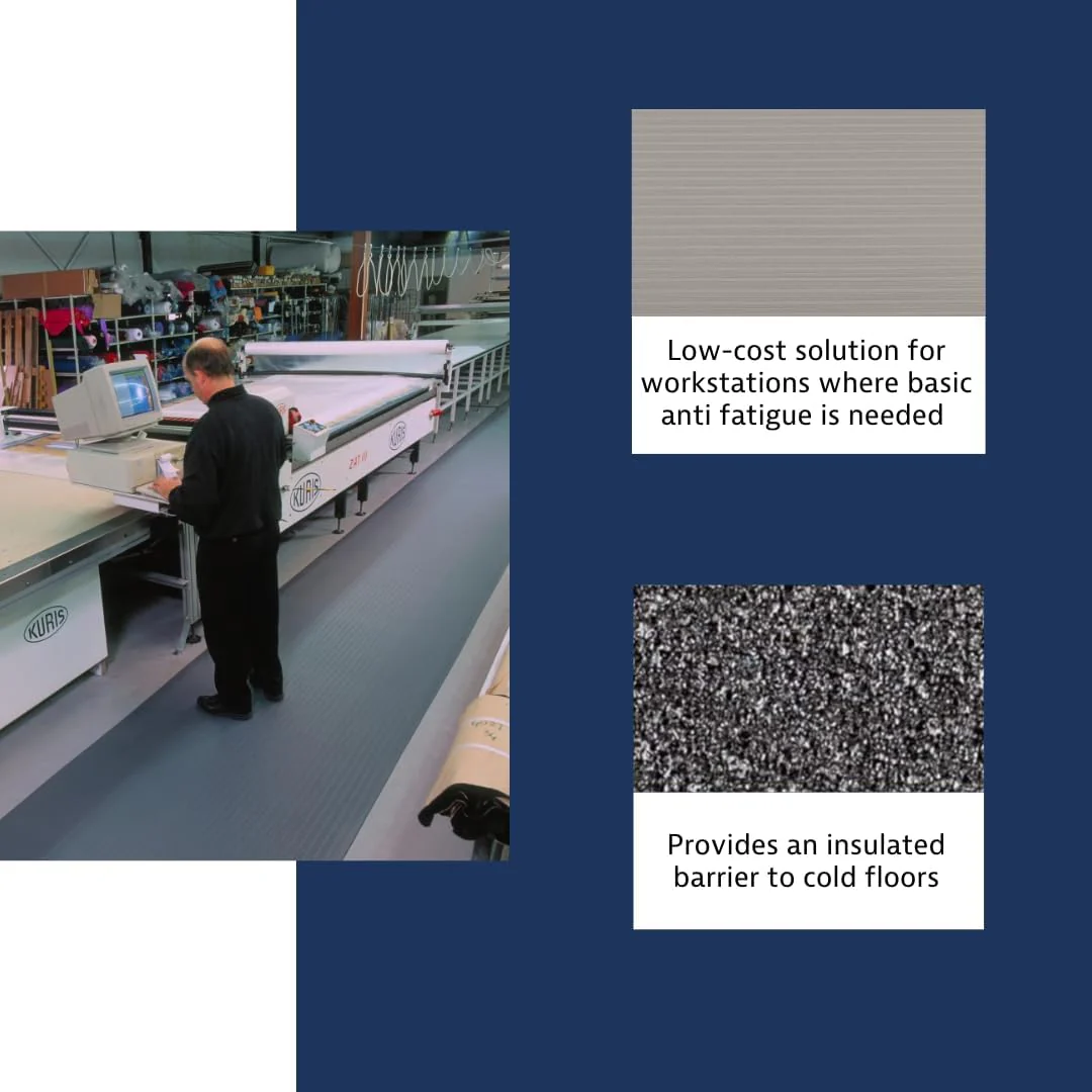 Notrax 410 Airug 2' x 60' x 3/8" Anti Fatigue Mat, Enhanced Slip Resistance with Beveled Edges and Ribbed Surface, Ideal for Industrial and Commercial Workplaces, Gray, 410R0324GY Ribbed Surface 2' x 60' x 3/8" Grey - Image 5