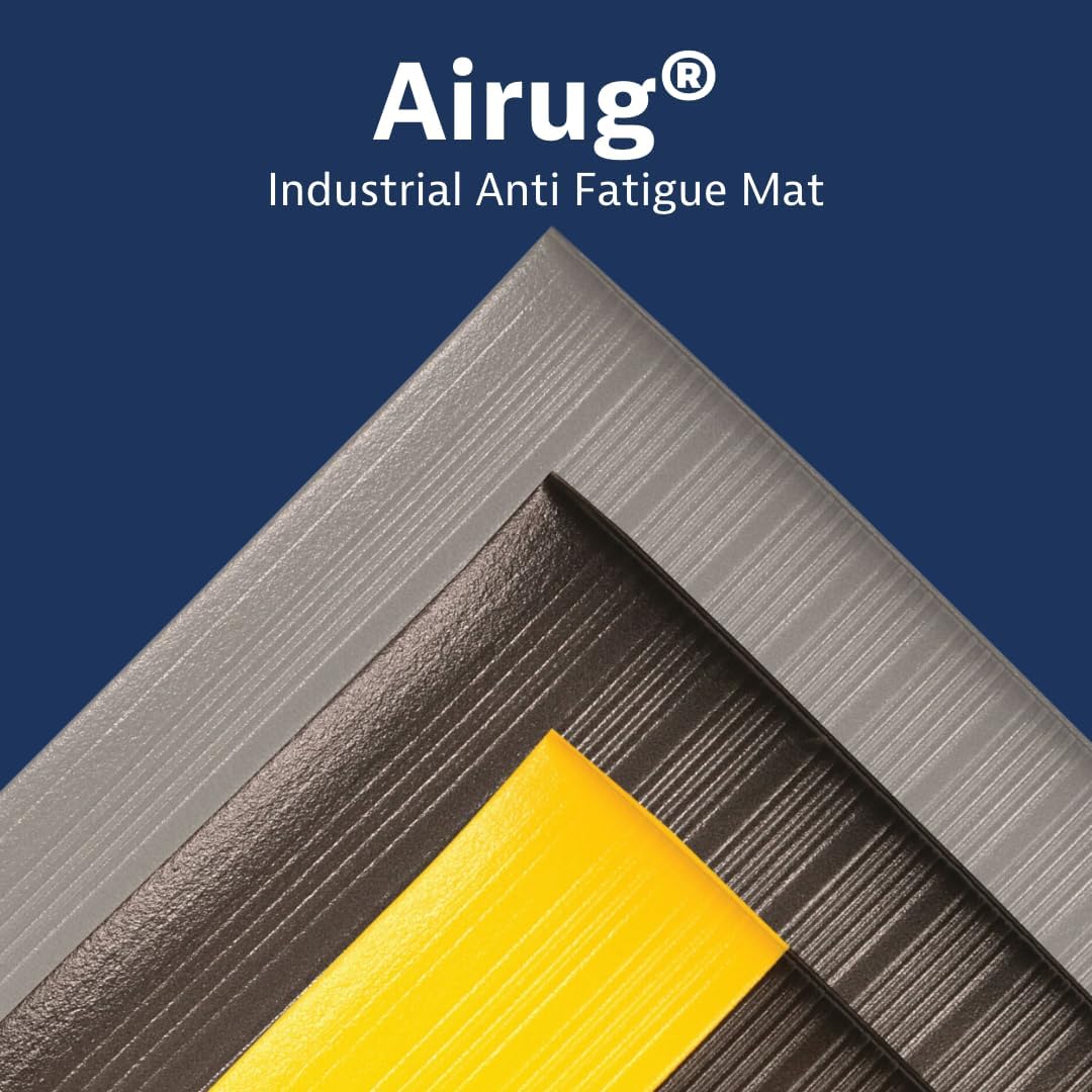Notrax 410 Airug� 27" x 3' x 3/8" Anti Fatigue Mat, Enhanced Slip Resistance with Beveled Edges and Ribbed Surface, Ideal for Industrial and Commercial Workplaces, Gray, 410S3273GY - Image 3