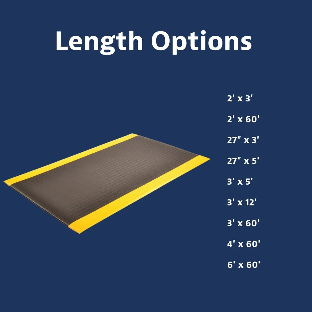 Notrax 410 Airug 3' x 60' x 3/8" Anti Fatigue Mat, Enhanced Slip Resistance with Beveled Edges and Ribbed Surface, Ideal for Industrial and Commercial Workplaces, Black/Yellow, 410R0336BY Ribbed Surface 3' x 60' x 3/8" Black/Yellow - Image 7