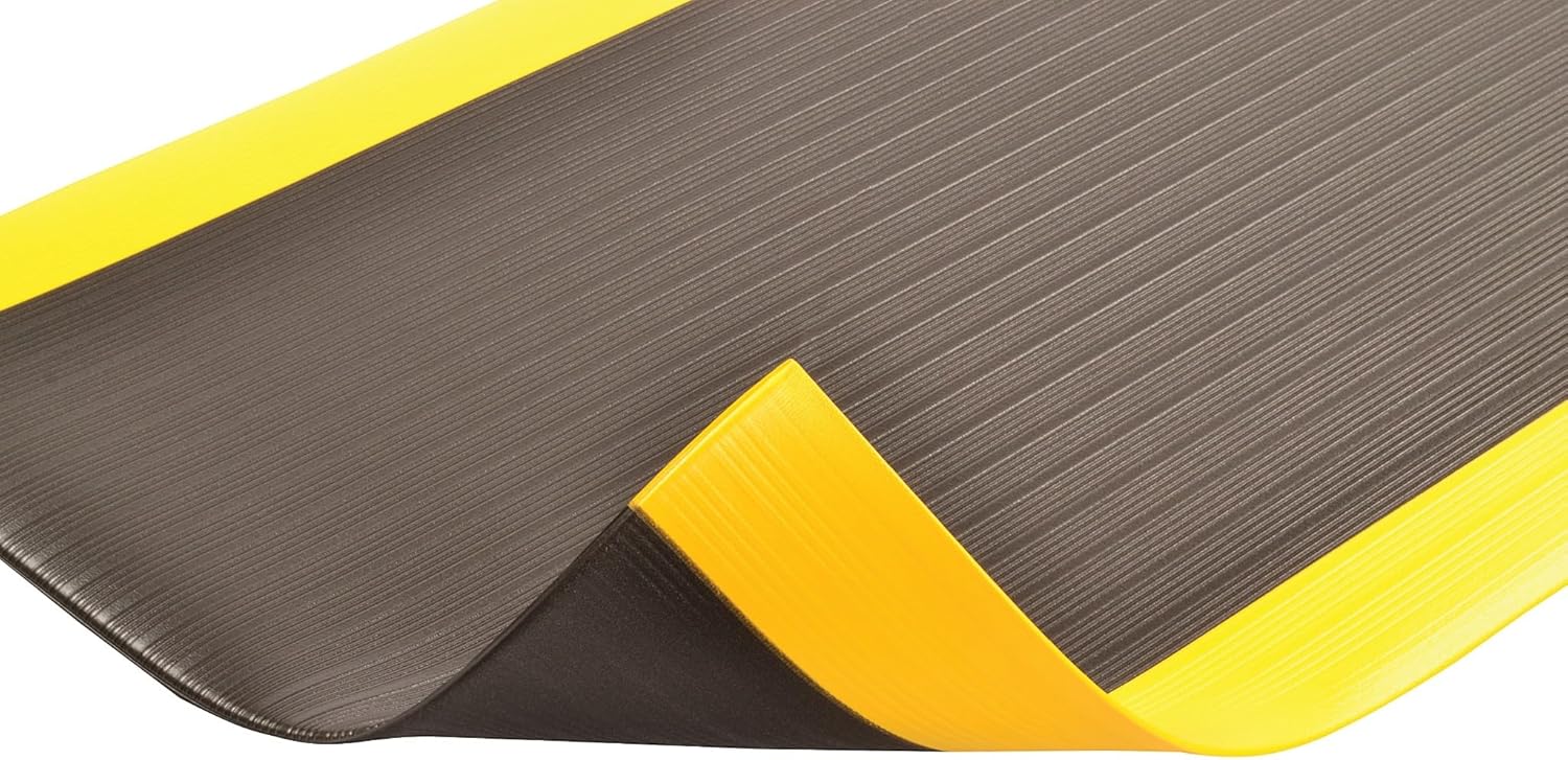 Notrax 410 Airug 4' x 60' x 3/8" Anti Fatigue Mat, Enhanced Slip Resistance with Beveled Edges and Ribbed Surface, Ideal for Industrial and Commercial Workplaces, Black/Yellow, 410R0348BY Ribbed Surface 4' x 60' x 3/8" Black/Yellow - Image 2