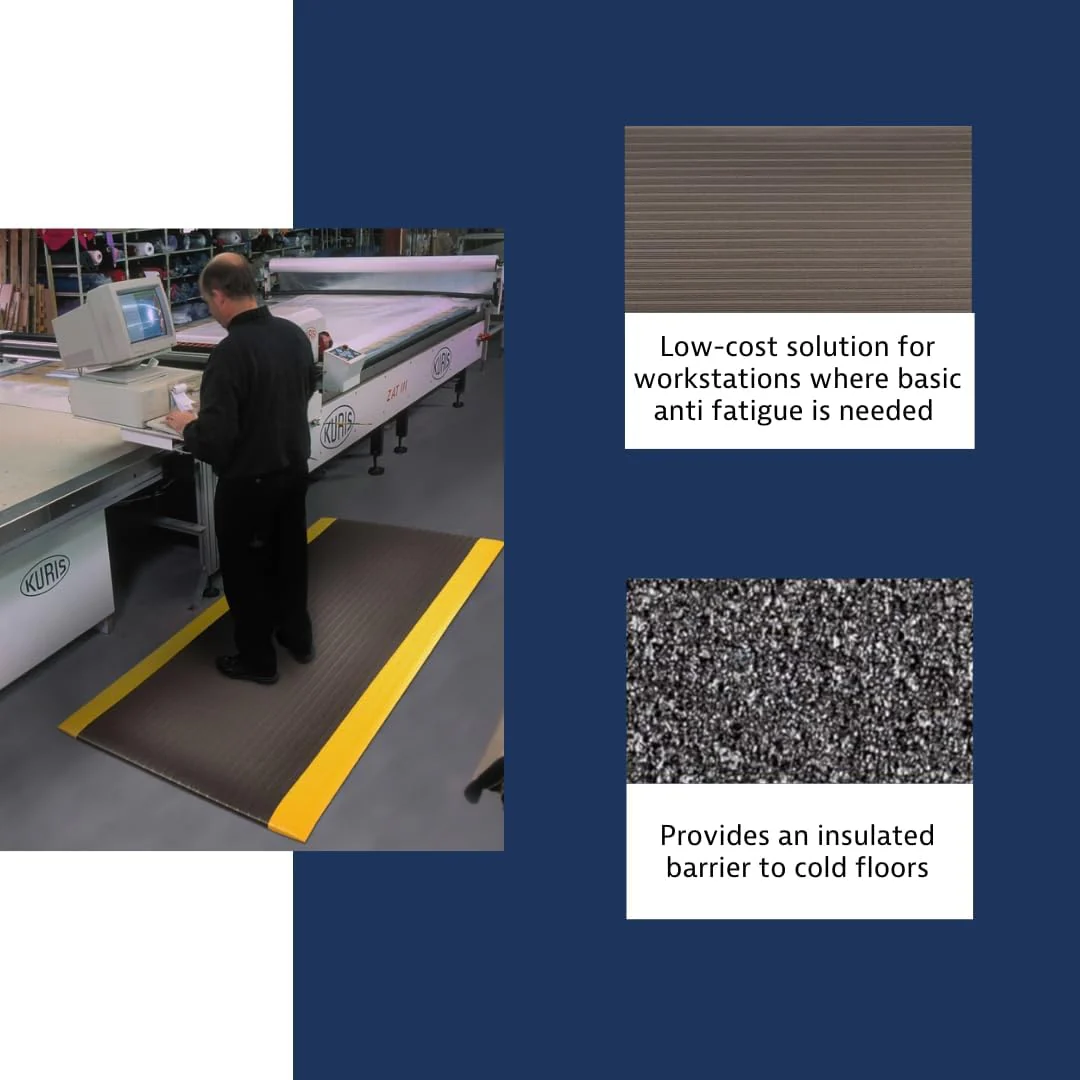 Notrax 410 Airug 4' x 60' x 3/8" Anti Fatigue Mat, Enhanced Slip Resistance with Beveled Edges and Ribbed Surface, Ideal for Industrial and Commercial Workplaces, Black/Yellow, 410R0348BY Ribbed Surface 4' x 60' x 3/8" Black/Yellow - Image 5