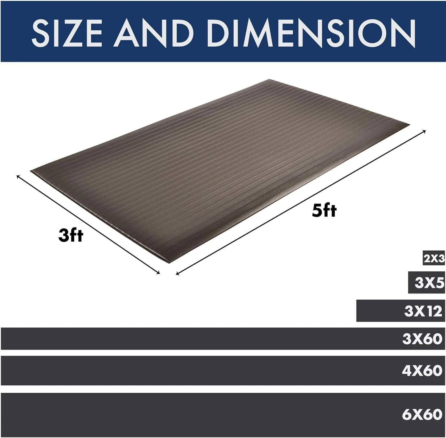 Notrax 410 Airug 4' x 60' x 3/8" Anti Fatigue Mat, Enhanced Slip Resistance with Beveled Edges and Ribbed Surface, Ideal for Industrial and Commercial Workplaces, Gray, 410R0348GY Ribbed Surface 4' x 60' x 3/8" Grey - Image 3
