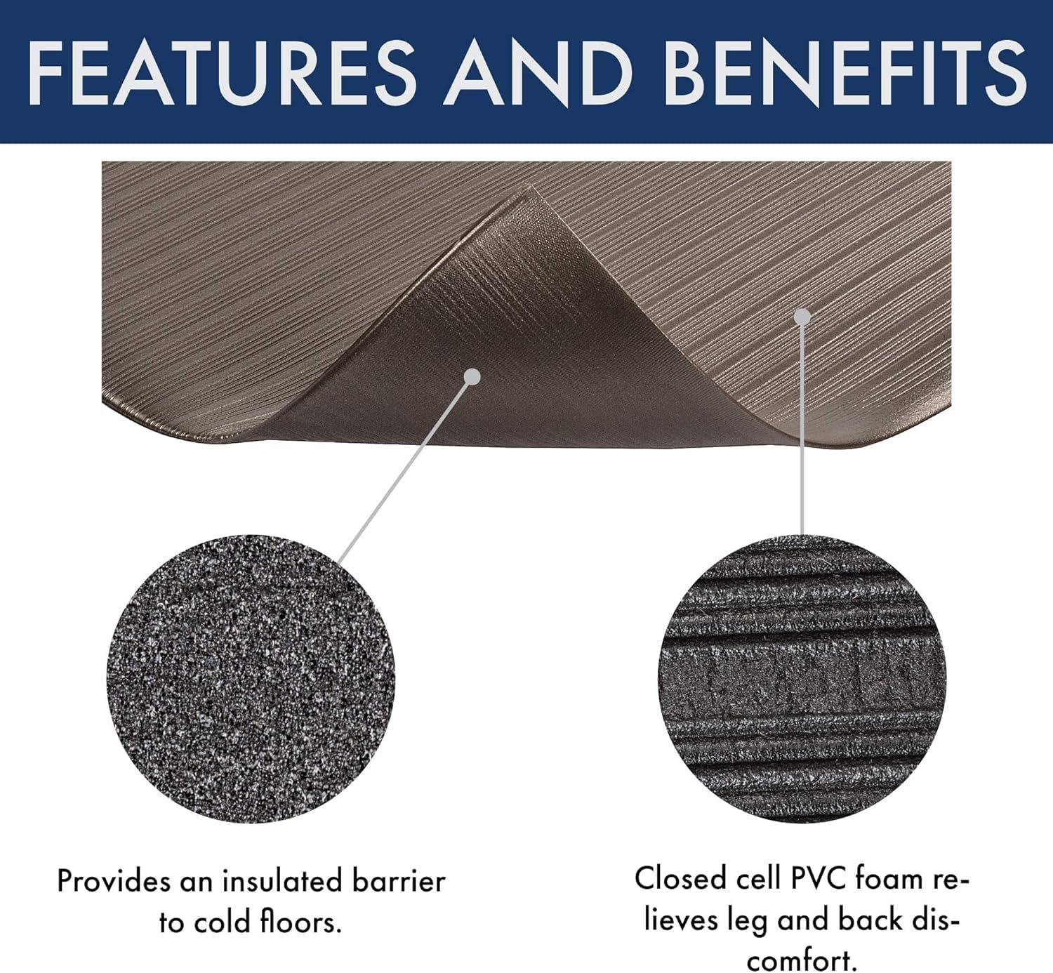 Notrax 410 Airug 4' x 60' x 3/8" Anti Fatigue Mat, Enhanced Slip Resistance with Beveled Edges and Ribbed Surface, Ideal for Industrial and Commercial Workplaces, Gray, 410R0348GY Ribbed Surface 4' x 60' x 3/8" Grey - Image 4