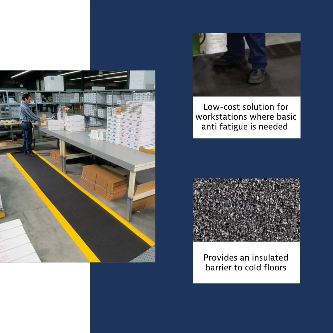 Notrax 411 Sof-Tred 2' x 60' x 9/16" Anti Fatigue Mat, Enhanced Slip Resistance with Beveled Edges and Pebbled Surface, Ideal for Industrial and Commercial Workplaces, Black/Yellow, 411R0424BY - Image 5