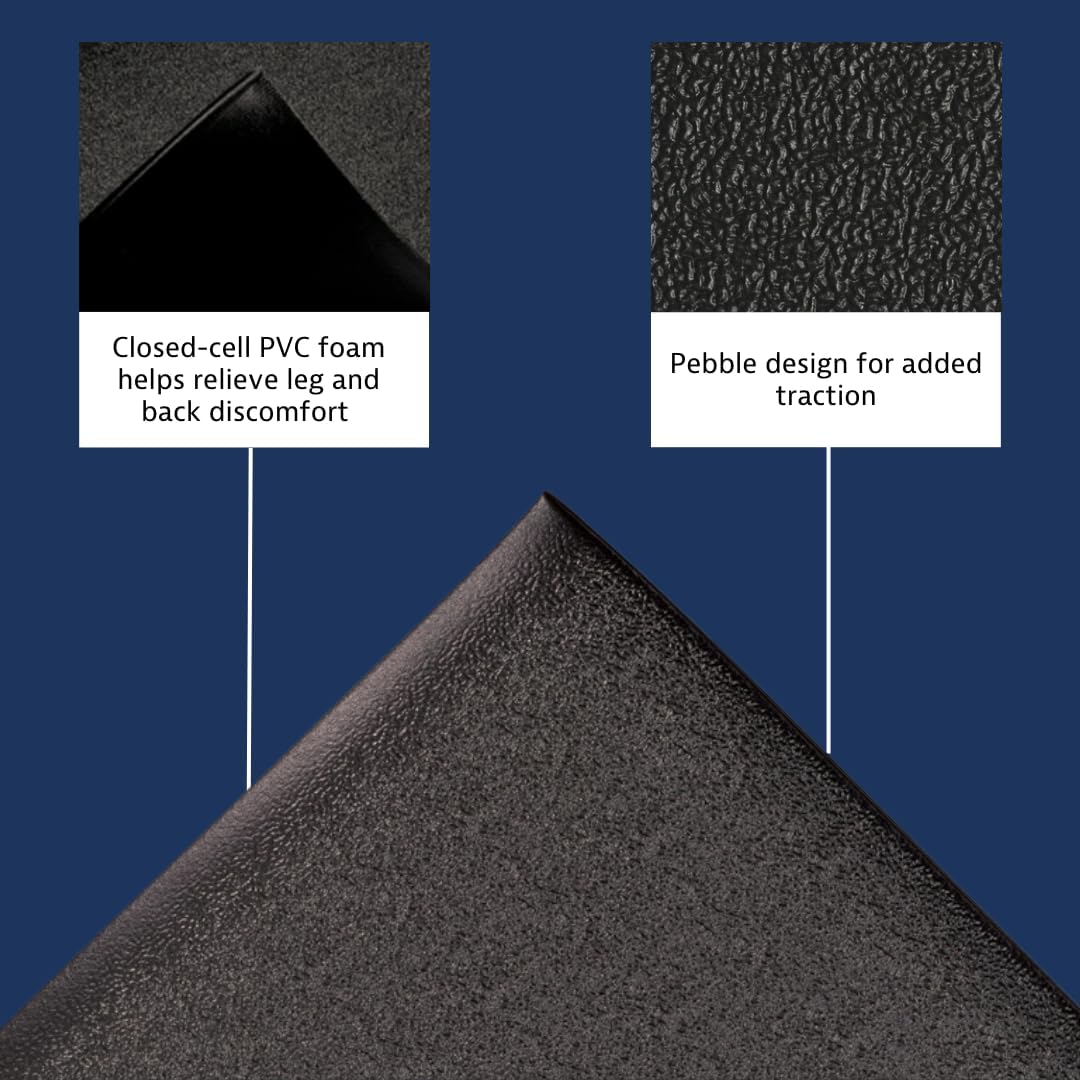 Notrax 411 Sof-Tred 3' x 5' x 9/16" Anti Fatigue Mat, Enhanced Slip Resistance with Beveled Edges and Pebbled Surface, Ideal for Industrial and Commercial Workplaces, Black, 411S0435BL Pebbled Surface 3' x 5' x 9/16" Black - Image 4