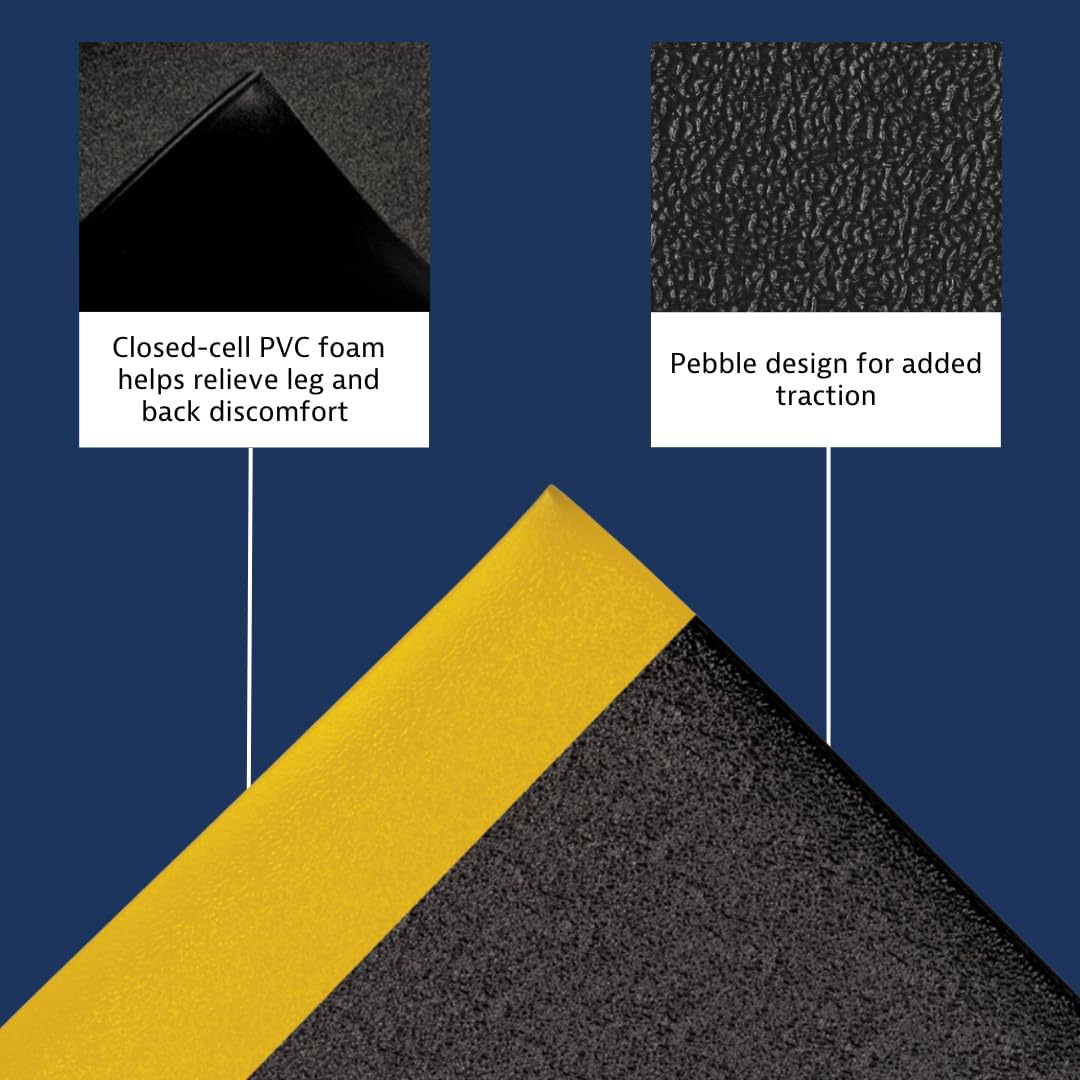 Notrax 411R0436BY 411 Sof-Tred 3' x 60' x 9/16" Anti Fatigue Mat, Enhanced Slip Resistance with Beveled Edges and Pebbled Surface, Ideal for Industrial and Commercial Workplaces, Black/Yellow - Image 3