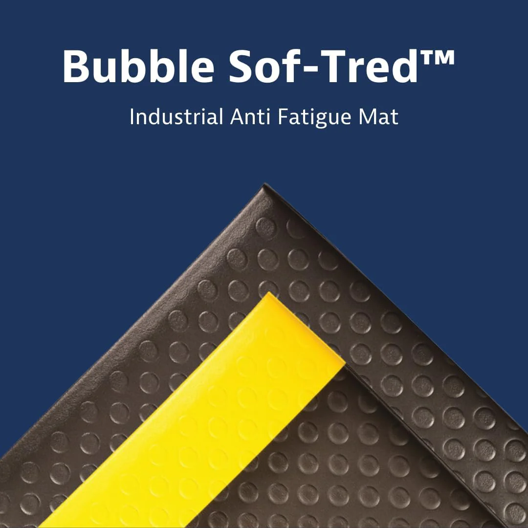 Notrax 417 Bubble Sof-Tred� with Dyna-Shield� 2' x 6' x 1/2" Anti Fatigue Mat, Slip Resistant Bubble Textured Surface, Ideal for Industrial and Commercial Workplaces, Black/Yellow, 417S0026BY - Image 3