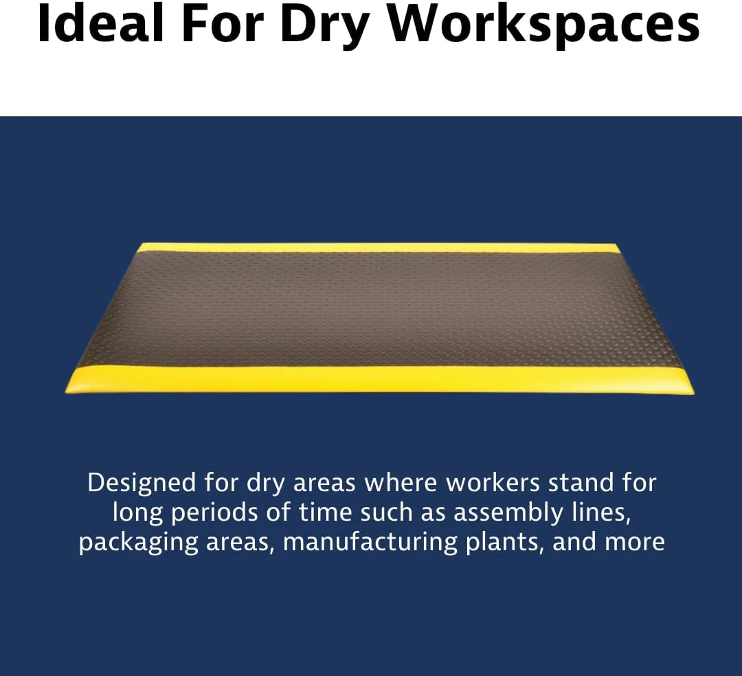 Notrax 417 Bubble Sof-Tred with Dyna-Shield 2' x 60' x 1/2" Anti Fatigue Mat, Slip Resistant Bubble Textured Surface, Ideal for Industrial and Commercial Workplaces, Black/Yellow, 417R0024BY - Image 6