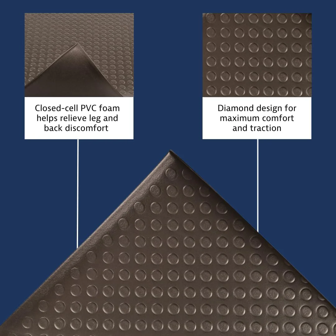 Notrax 417 Bubble Sof-Tred with Dyna-Shield 3' x 60' x 1/2" Anti Fatigue Mat, Slip Resistant Bubble Textured Surface, Ideal for Industrial and Commercial Workplaces, Black, 417R0036BL Black 3' x 60' x 1/2" Bubble Textured Surface - Image 6