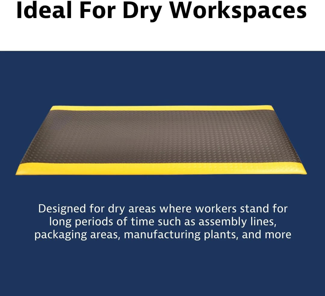 Notrax 419 Diamond Sof-Tred with Dyna-Shield 3' x 4' x 1/2" Anti Fatigue Mat, Slip Resistant Diamond Textured Surface, Ideal for Industrial and Commercial Workplaces, Black/Yellow, 419S0034BY Black/Yellow 3' x 4' x 1/2" Diamond Textured Surface - Image 6