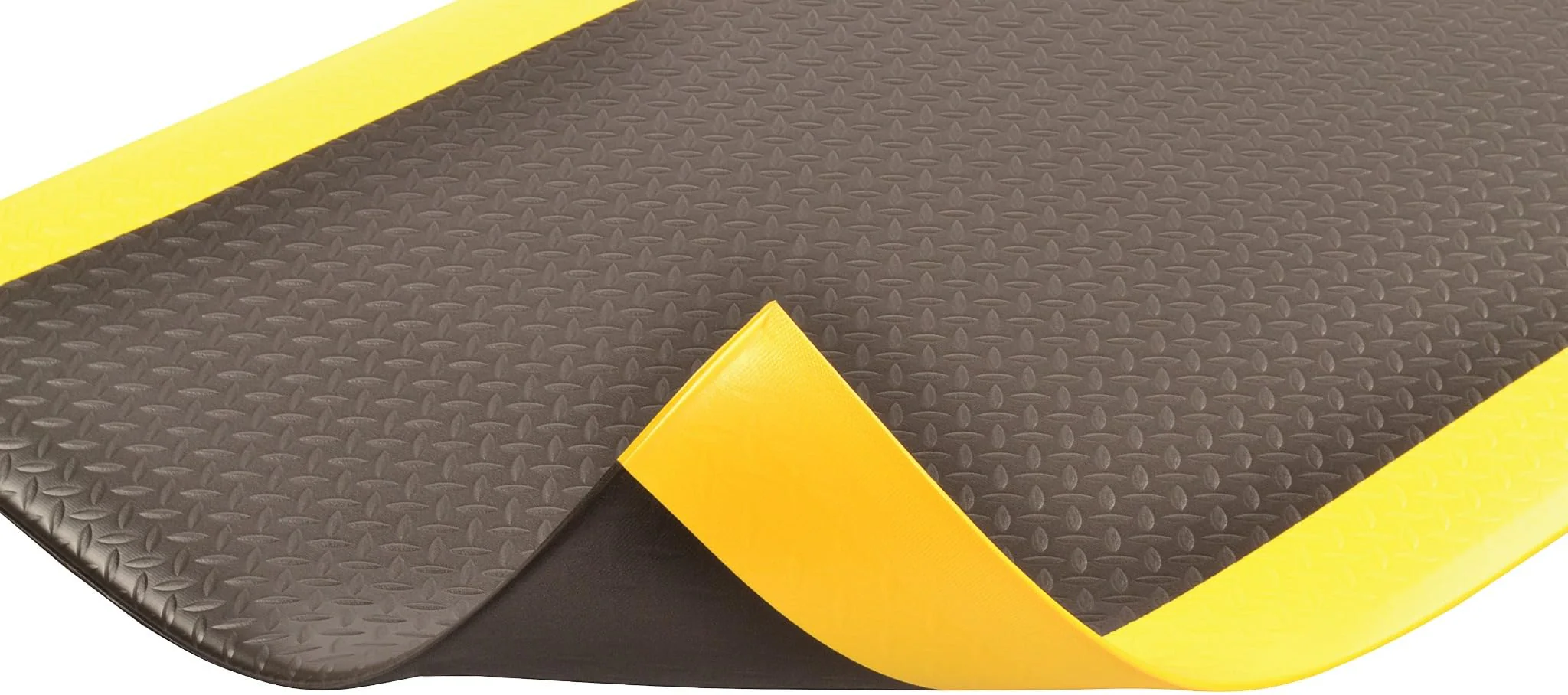 Notrax 419R0048BY 419 Diamond Sof-Tred with Dyna-Shield 4' x 60' x 1/2" Anti Fatigue Mat, Slip Resistant Diamond Textured Surface, Ideal for Industrial and Commercial Workplaces, Black/Yellow