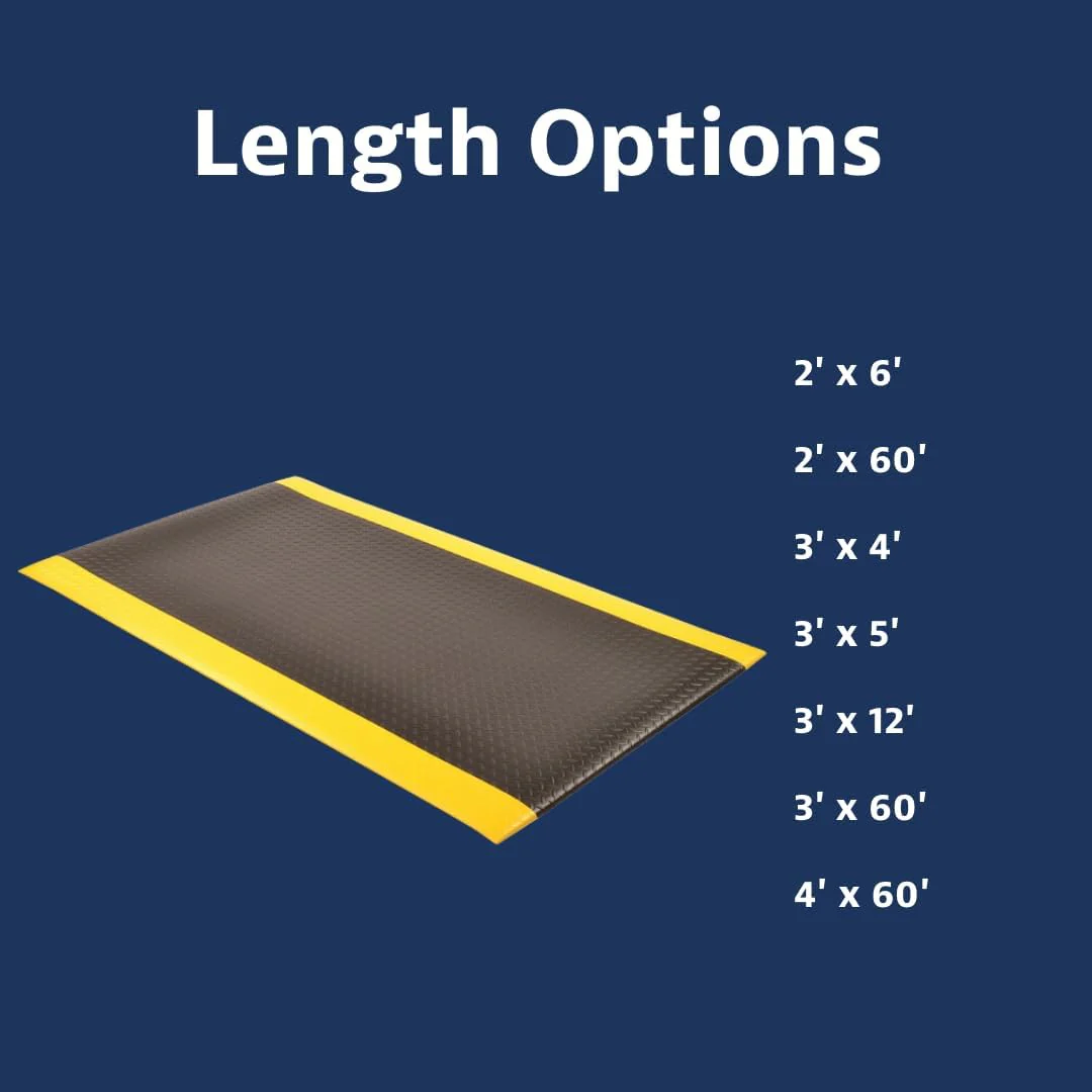 Notrax 419R0048BY 419 Diamond Sof-Tred with Dyna-Shield 4' x 60' x 1/2" Anti Fatigue Mat, Slip Resistant Diamond Textured Surface, Ideal for Industrial and Commercial Workplaces, Black/Yellow - Image 6