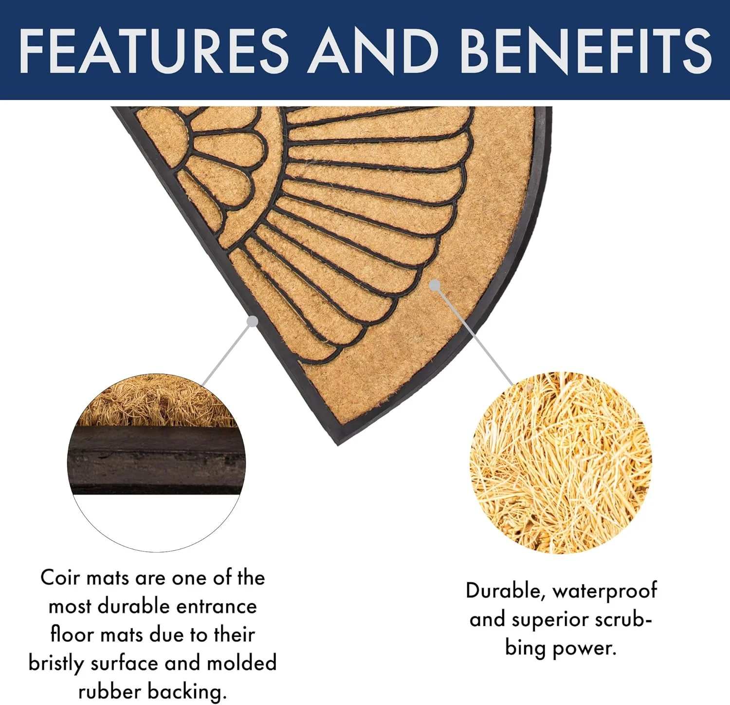 Notrax | C04S2439CR | Notrax, Crescent, Rubber-Backed Natural Coir Doormat, Entry Mat for Indoor or Outdoor Use, 24"x39", C04 (C04S2439CR) - Image 6