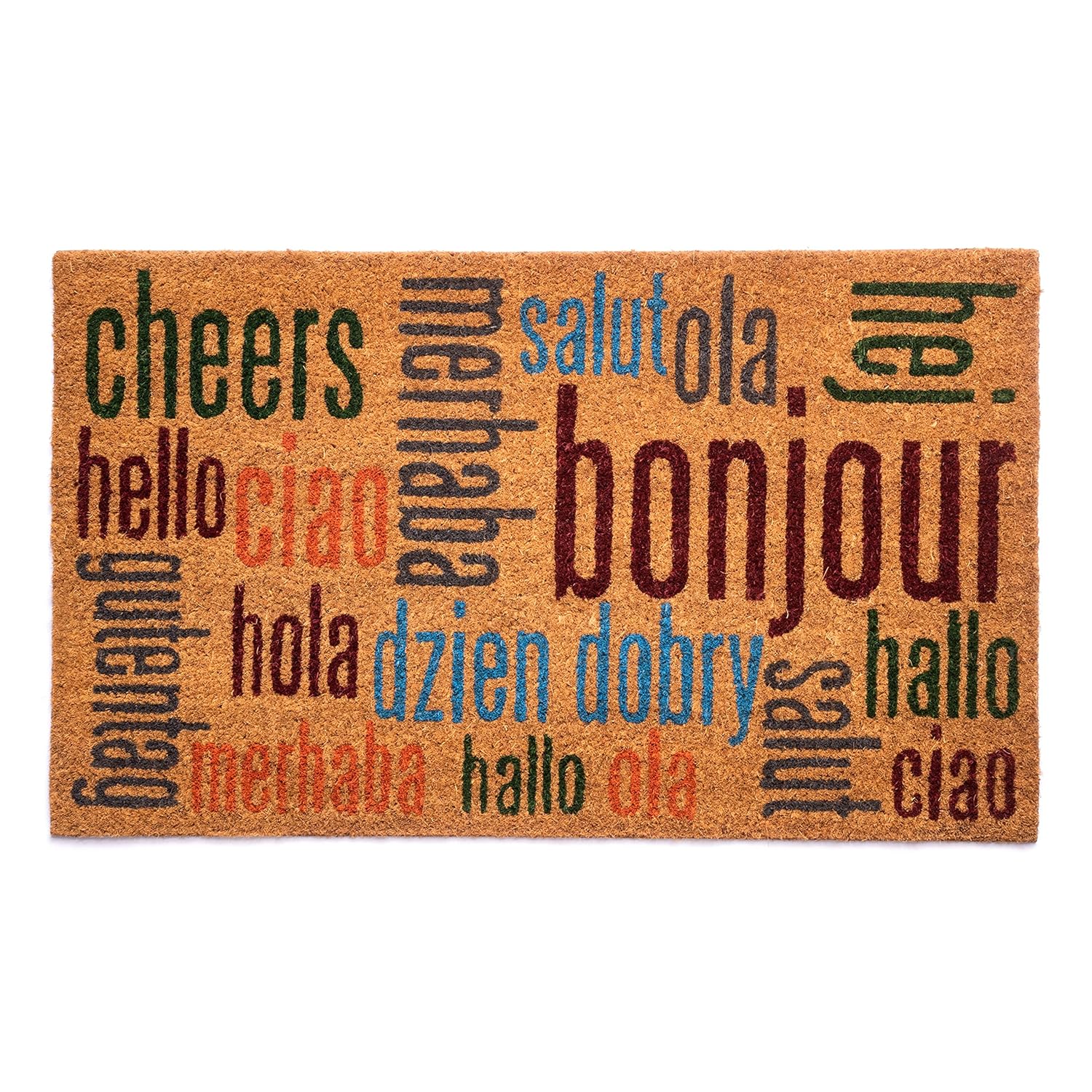 Notrax | C12S1830HW | Notrax Multi-Lingual Hello, Vinyl-Backed Natural Coir Doormat, Entry Mat for Indoor or Outdoor Use, 18"x30", C12 (C12S1830HW) - Image 2
