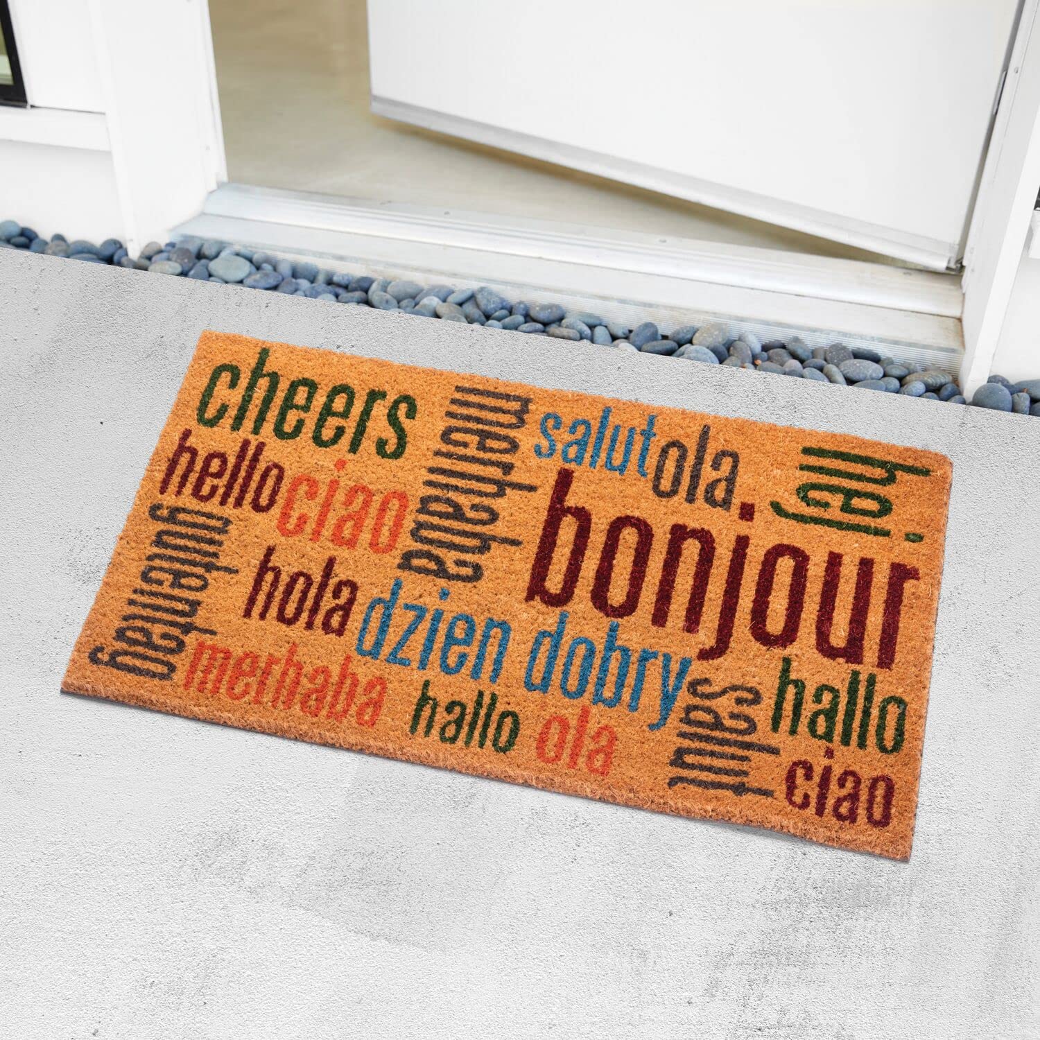 Notrax | C12S1830HW | Notrax Multi-Lingual Hello, Vinyl-Backed Natural Coir Doormat, Entry Mat for Indoor or Outdoor Use, 18"x30", C12 (C12S1830HW) - Image 3
