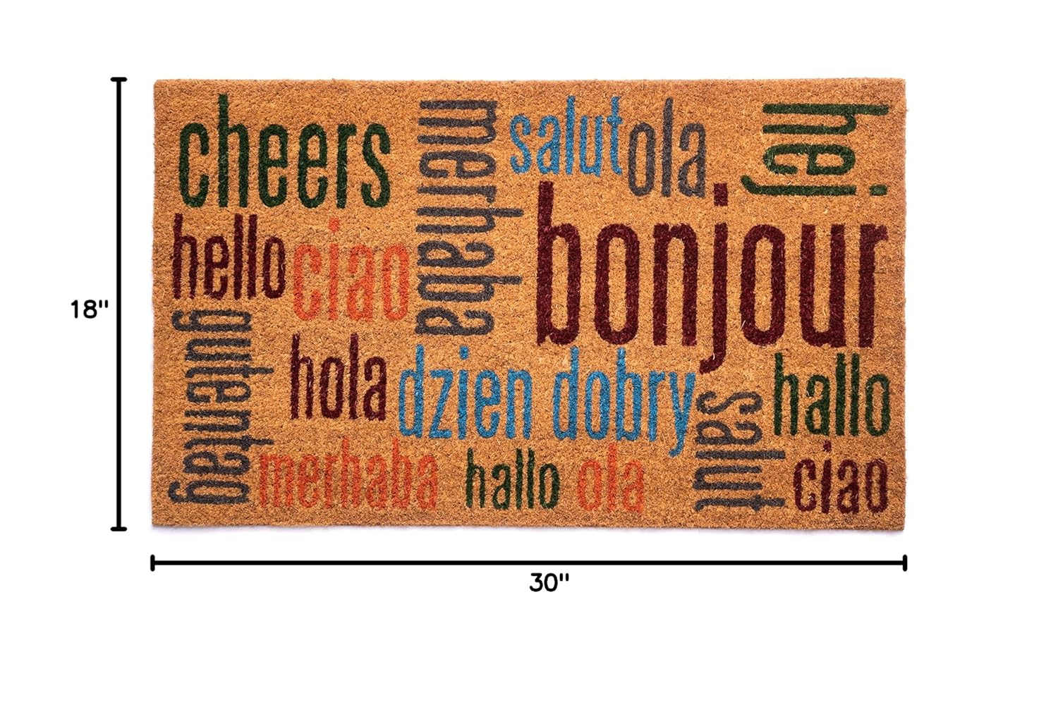 Notrax | C12S1830HW | Notrax Multi-Lingual Hello, Vinyl-Backed Natural Coir Doormat, Entry Mat for Indoor or Outdoor Use, 18"x30", C12 (C12S1830HW) - Image 4