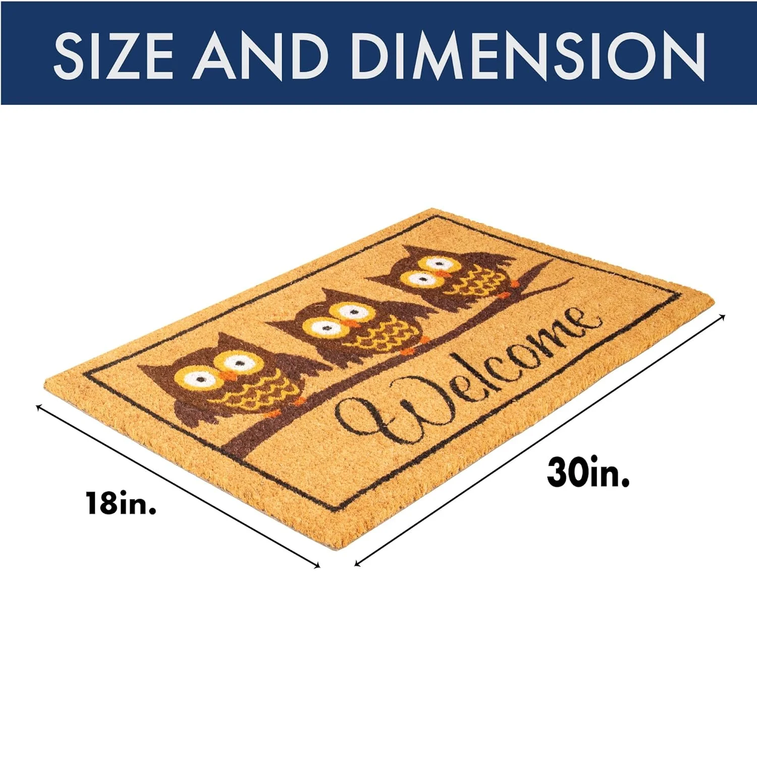 NoTrax, Owl, Vinyl-Backed Natural Coir Doormat, 18" x 30" - C12S1830OW - Image 4