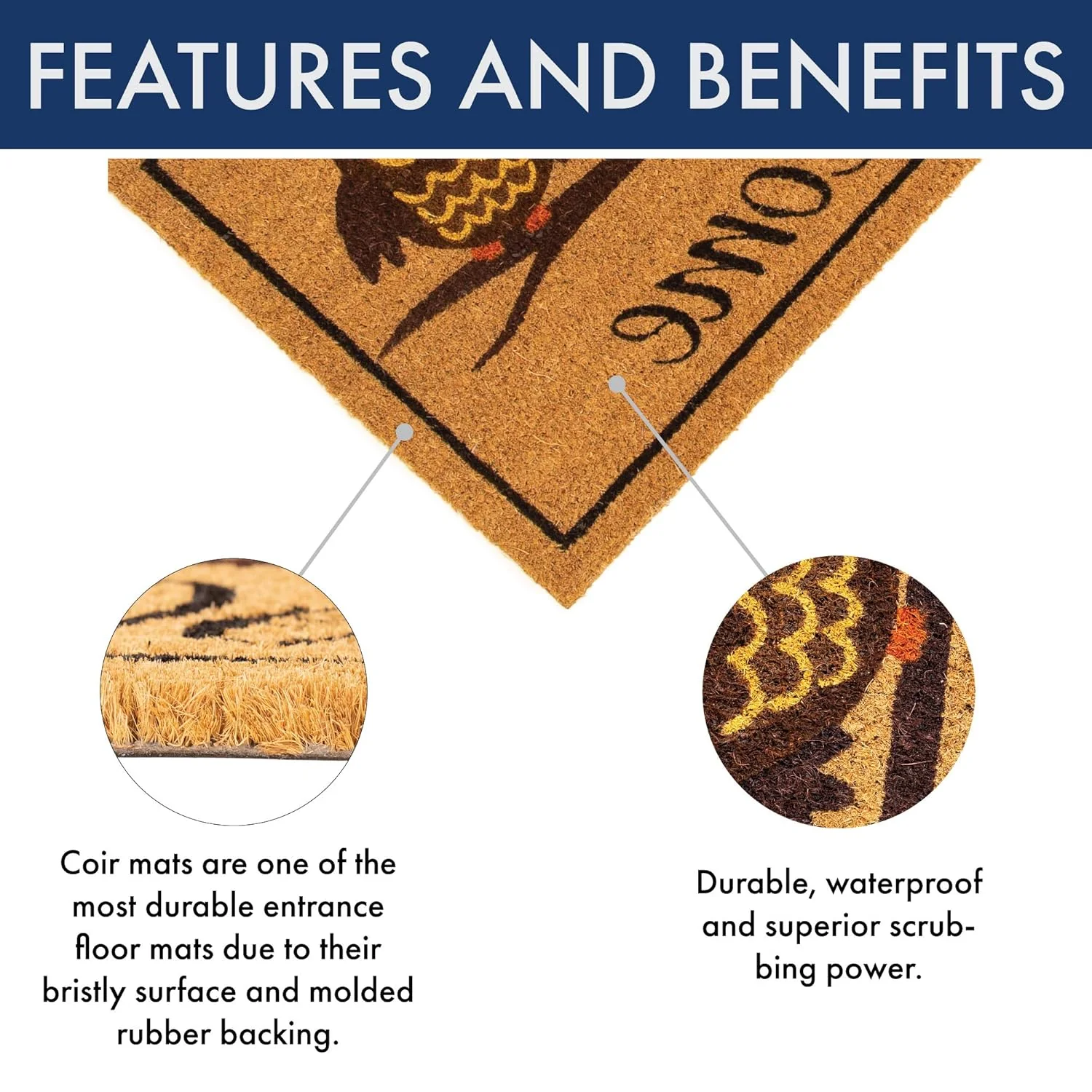 NoTrax, Owl, Vinyl-Backed Natural Coir Doormat, 18" x 30" - C12S1830OW - Image 5