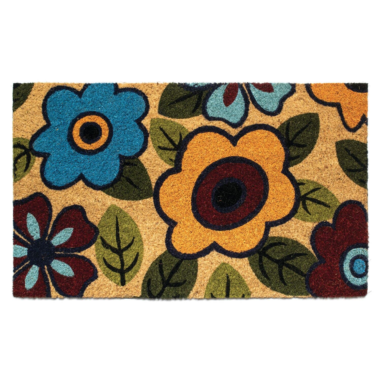 NoTrax, Retro Flower, Vinyl-Backed Natural Coir Doormat, Entry Mat for Indoor or Outdoor Use, 18"x30", C12 (C12S1830RF) - Image 2