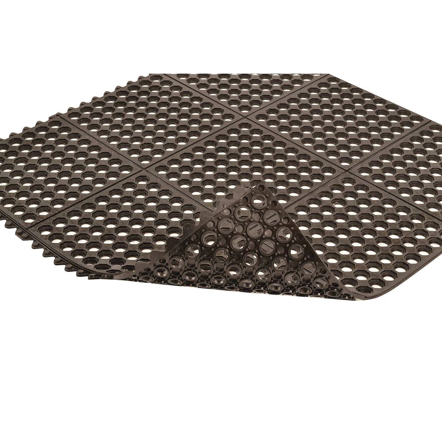 Notrax T32 UltraMat� Lightweight Modular Anti-Fatigue Drainage Mat, 3' X 3' Black - Image 5