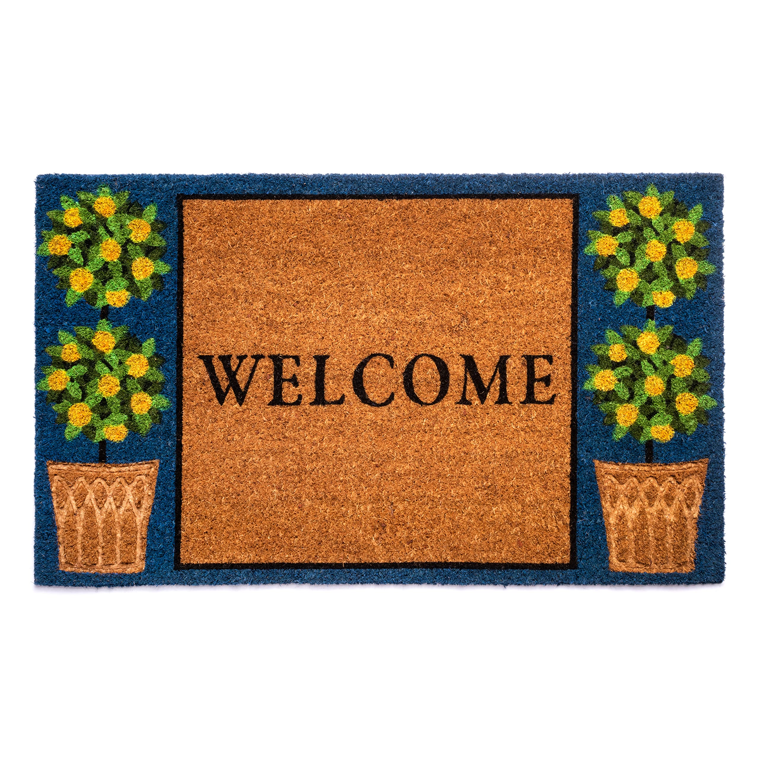 Notrax Welcome Topiary, Vinyl-Backed Natural Coir Doormat, Entry Mat for Indoor or Outdoor Use, 18"x30", C12 (C12S1830TW)