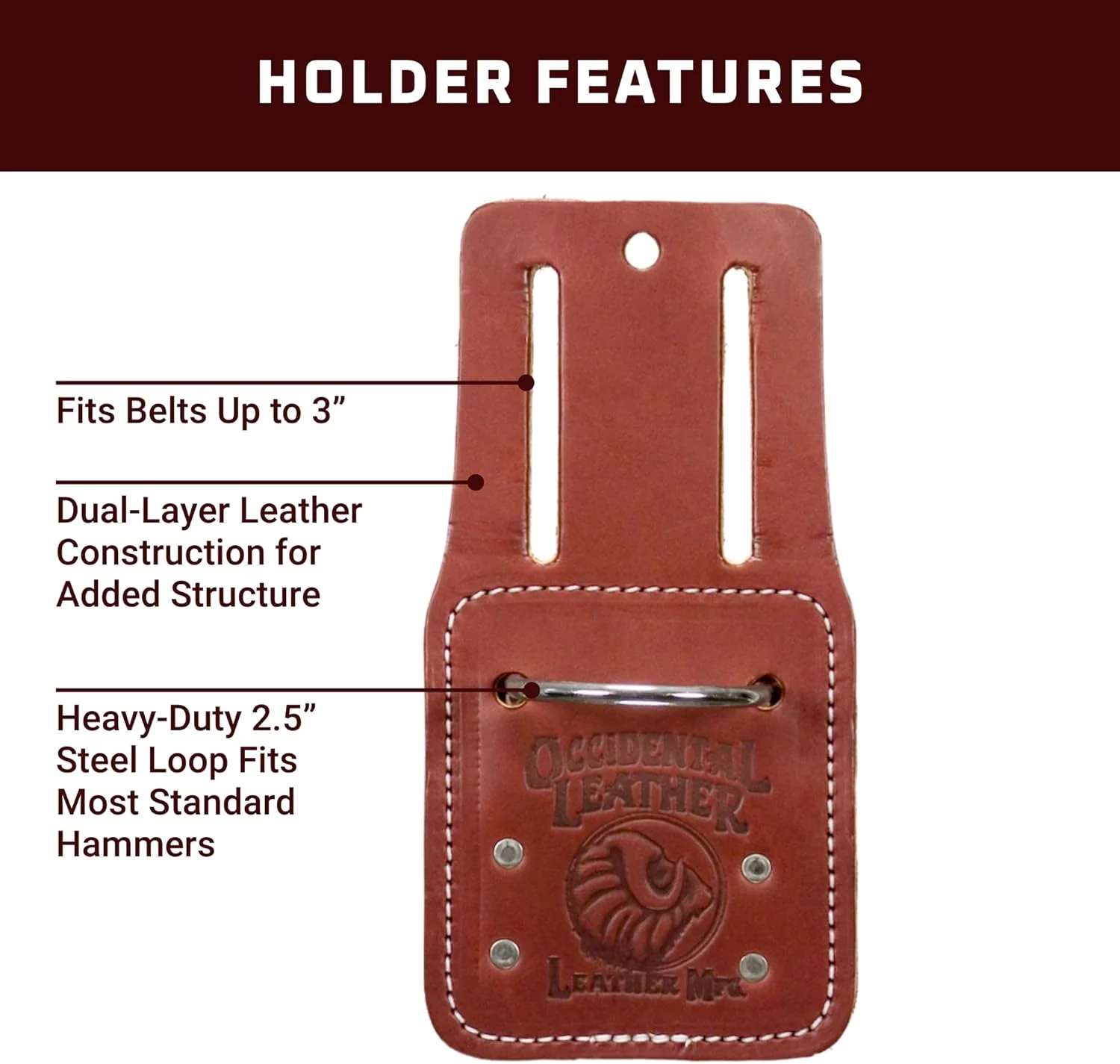 Occidental Leather B5012 Hammer Holder, OxyRed, Made in USA - Image 3