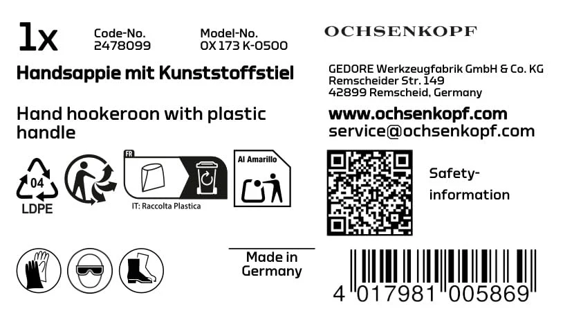 Ochsenkopf OX173K-0500 Hand Hookeroon with Plastic Handle - Image 6
