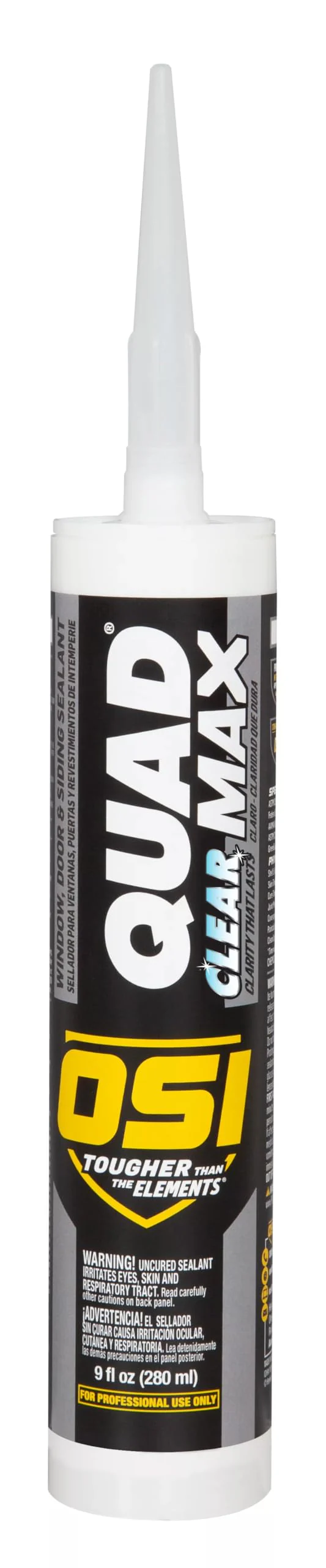 OSI 2445634 Quad Max Window, Door and Siding Sealant, Clear, 9.5 fl oz Cartridge (Pack of 12)